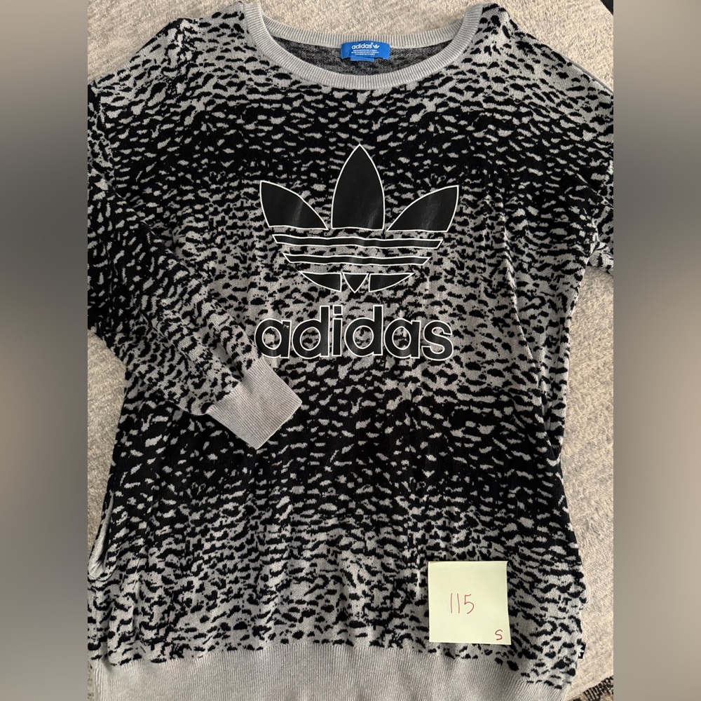 Adidas Charcoal and Light Gray Knit Sweater